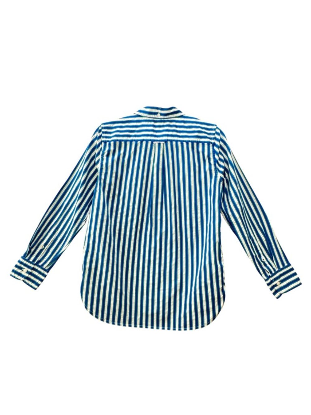 Y2K J. Crew Reimagined Blue Teal Striped Women's M Cotton Shirt Classic Preppy - Picture 2 of 13